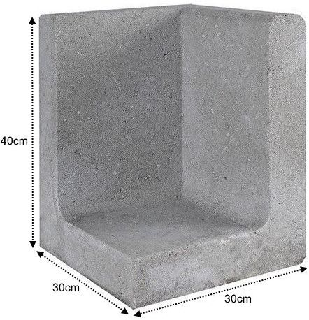 L-Element Hoek 30x30x40cm grijs