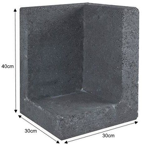 L-Element Hoek 30x30x40cm zwart