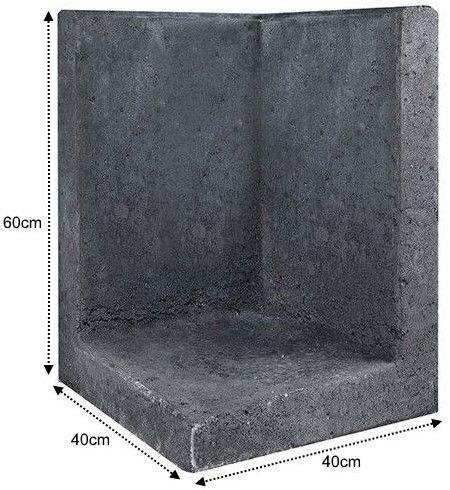L-Element Hoek 40x40x60cm zwart